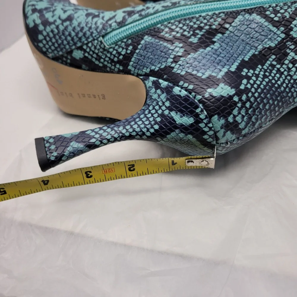 Gianni Bini Punk Lennoxe Teal Waters Snake Print Leather Tall Boots Calf 8M NEW - Picture 16 of 16